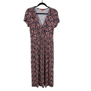 Modcloth Multicolor Floral V Neck Midi Dress Women's Size Medium